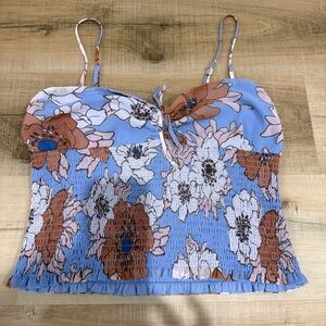 Wilfred Ballet Smocked Camisole in Soft Iris Poetic Floral Bloom size large